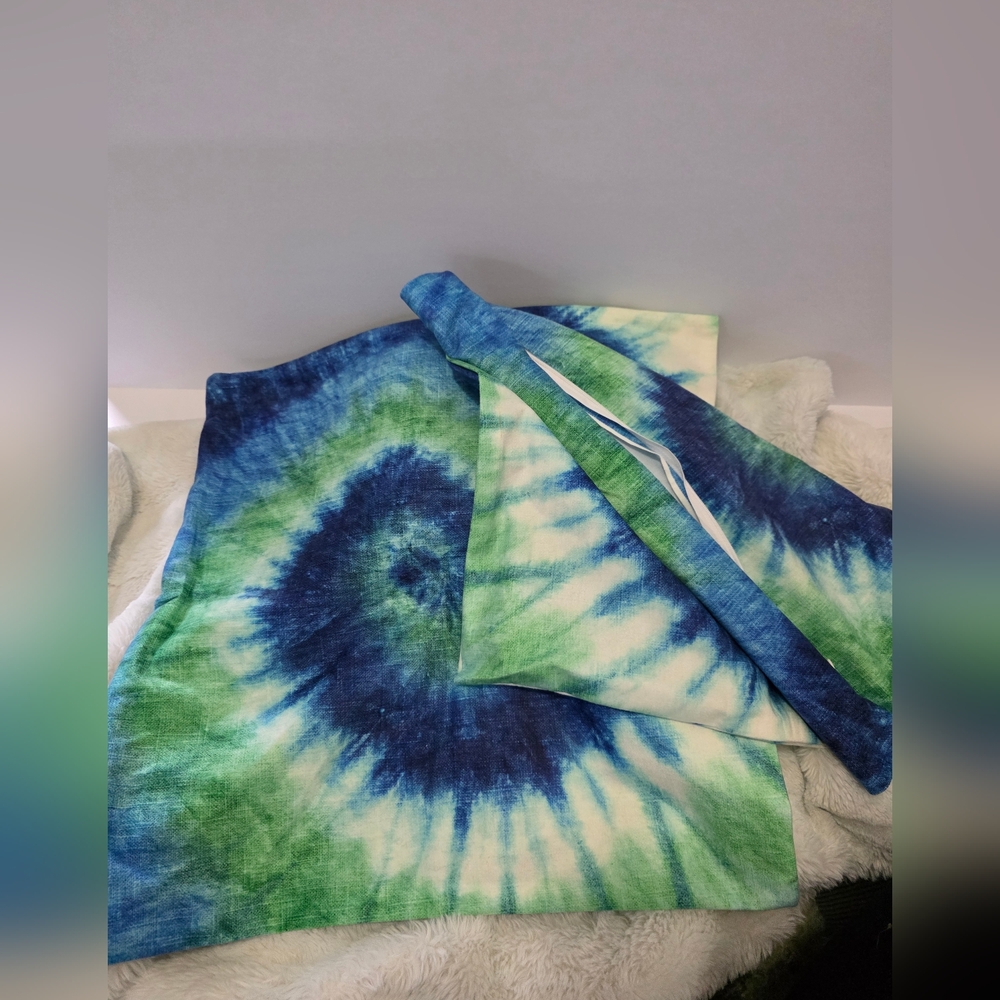 Blue and Green Tie-Dye Pillow Cover Qty 2